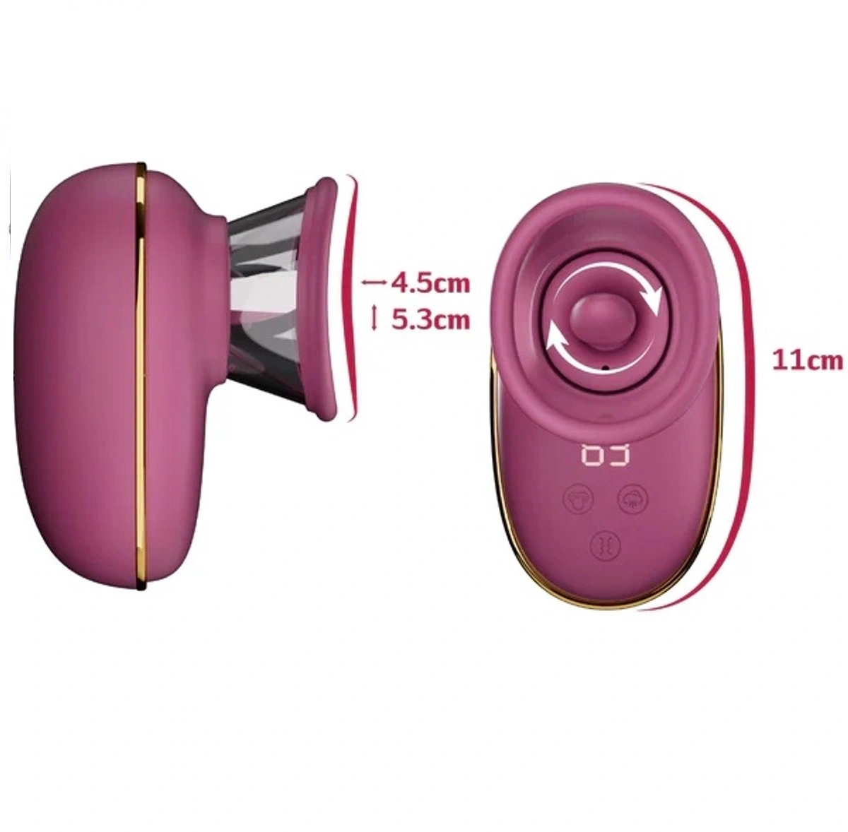 Stimulator Clitoris Automatic Pump, Vibratii, Rotatii, Suctiune, Silicon, USB, Roz, #4, Erotic24.ro