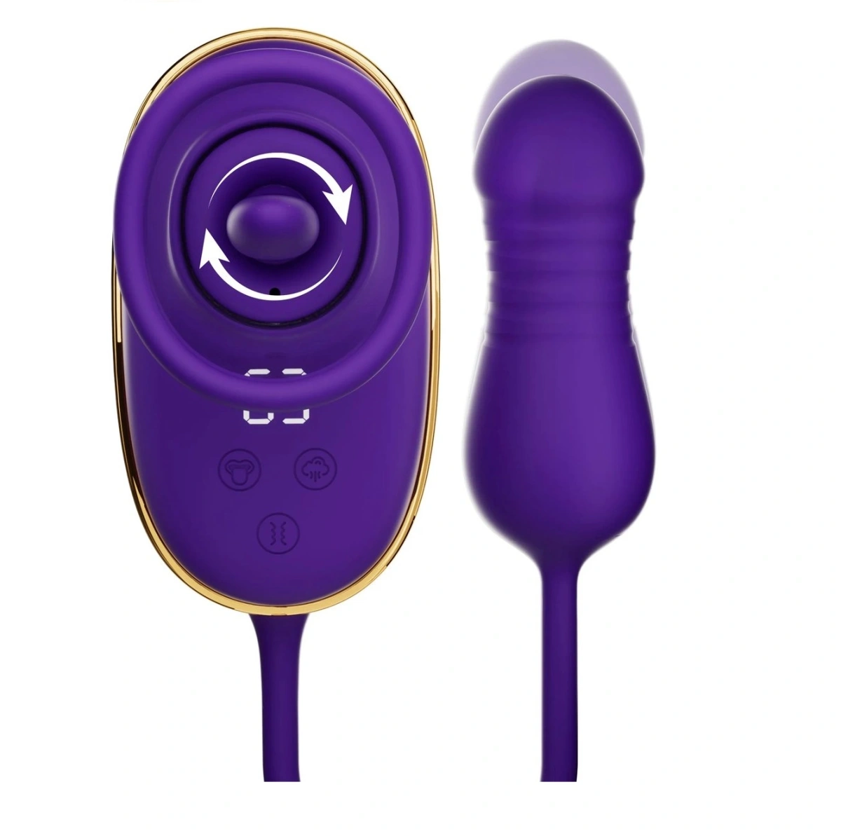Stimulator Anal si Pompa Clitoridiana cu Rotatii, Vibratii, Suctiune, Silicon, USB, Mov, #2, Erotic24.ro
