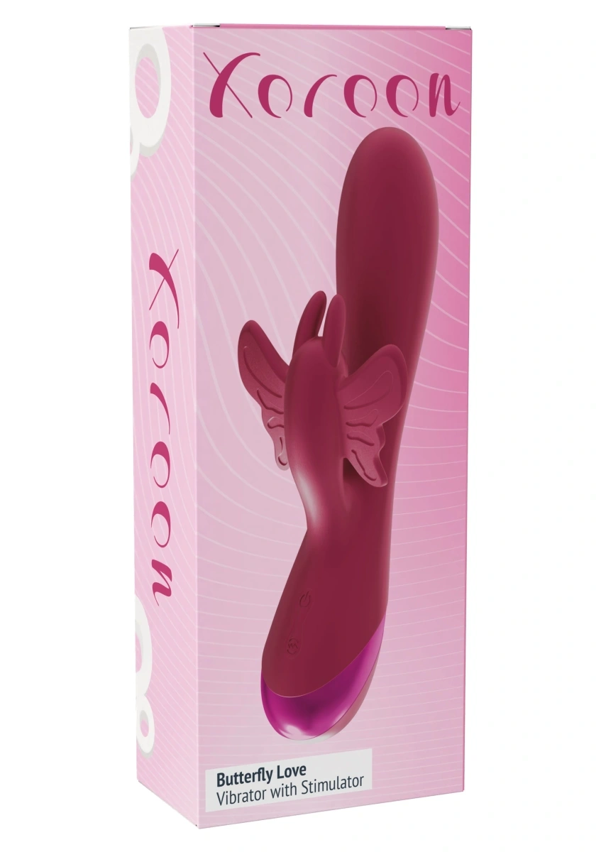 Vibrator Butterfly Love 10 Moduri Vibratii, Silicon, USB, Rosu Burgundy, 19.5 cm, #7, Erotic24.ro