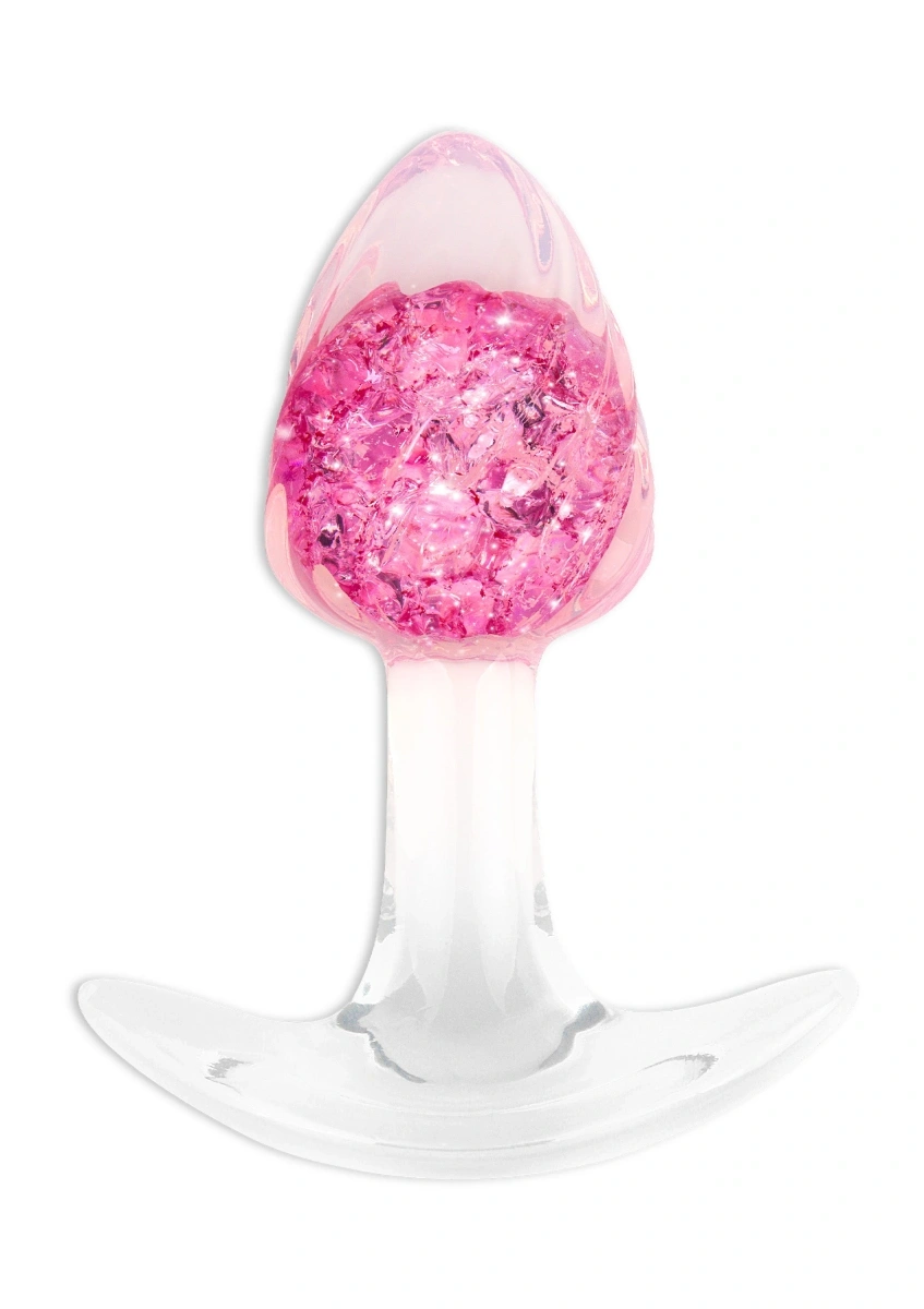 Dop Anal Crystak Butt Plug, Silicon Lichid, Roz, 8.5 cm, #1, Erotic24.ro