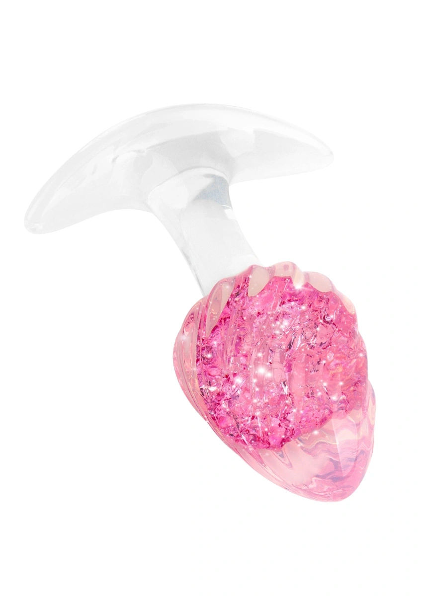 Dop Anal Crystak Butt Plug, Silicon Lichid, Roz, 8.5 cm, #2, Erotic24.ro