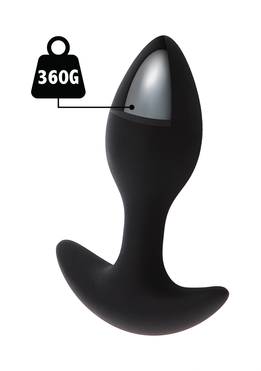 Dop Anal Weighted Anal Plug 360 gr, Silicon Lichid, Negru, 13.5 cm, Nr. 1, Erotic24.ro