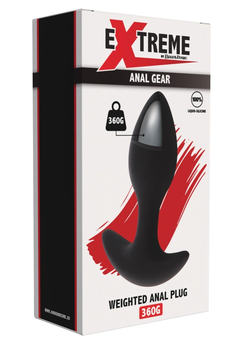 Dop Anal Weighted Anal Plug 360 gr, Silicon Lichid, Negru, 13.5 cm, Nr. 5, Erotic24.ro
