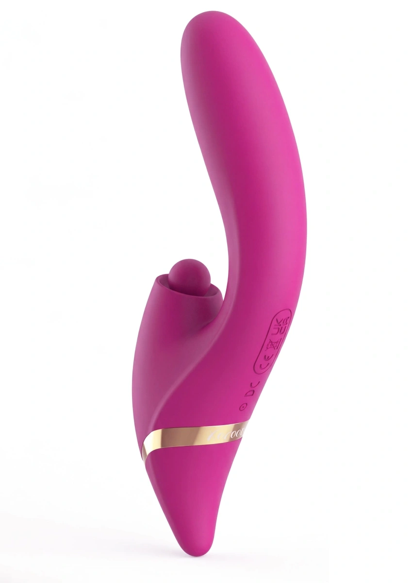 Vibrator Triple Thrill Climaxer, 10 Moduri Vibratii, 7 Moduri Impingere, 3 Moduri Pulsatorii, Silicon, USB, Burgundy, 22 cm, #4, Erotic24.ro