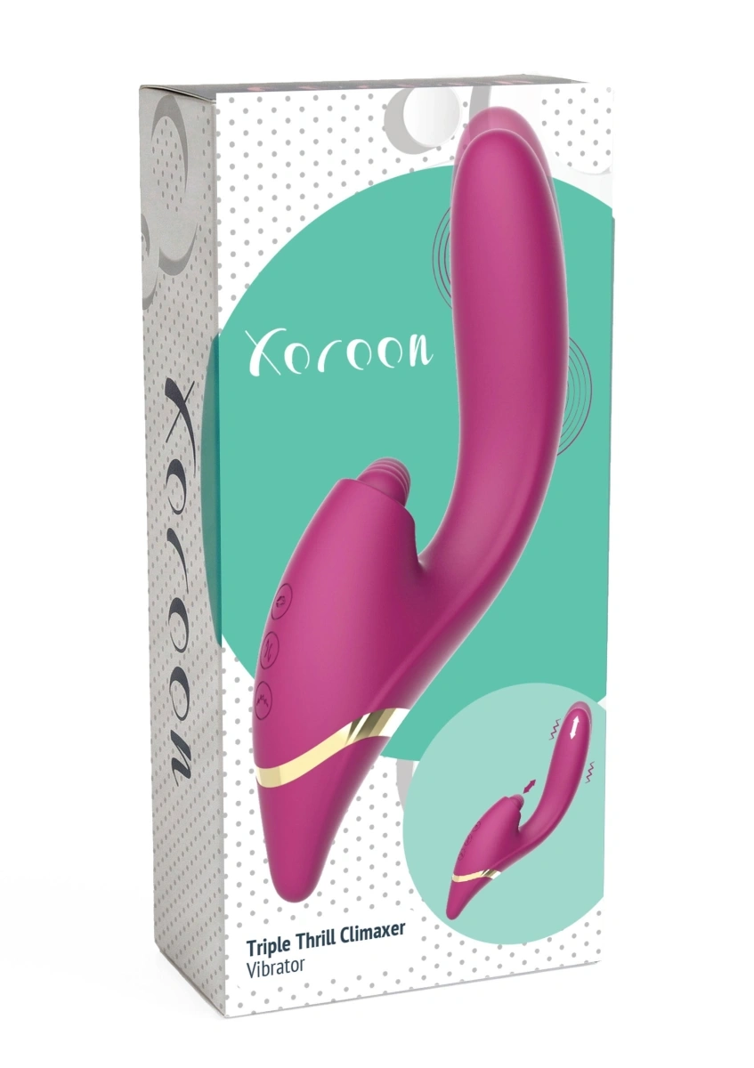 Vibrator Triple Thrill Climaxer, 10 Moduri Vibratii, 7 Moduri Impingere, 3 Moduri Pulsatorii, Silicon, USB, Burgundy, 22 cm, #6, Erotic24.ro