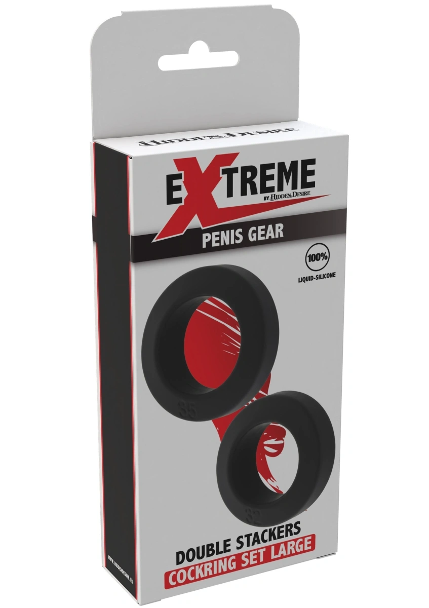Set 2 Inele de Penis Double Stackers C-Rings, Silicon Lichid, Negru, #6, Erotic24.ro