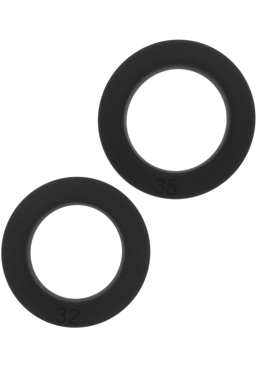 Set 2 Inele de Penis Double Stackers C-Rings, Silicon Lichid, Negru, #2, Erotic24.ro