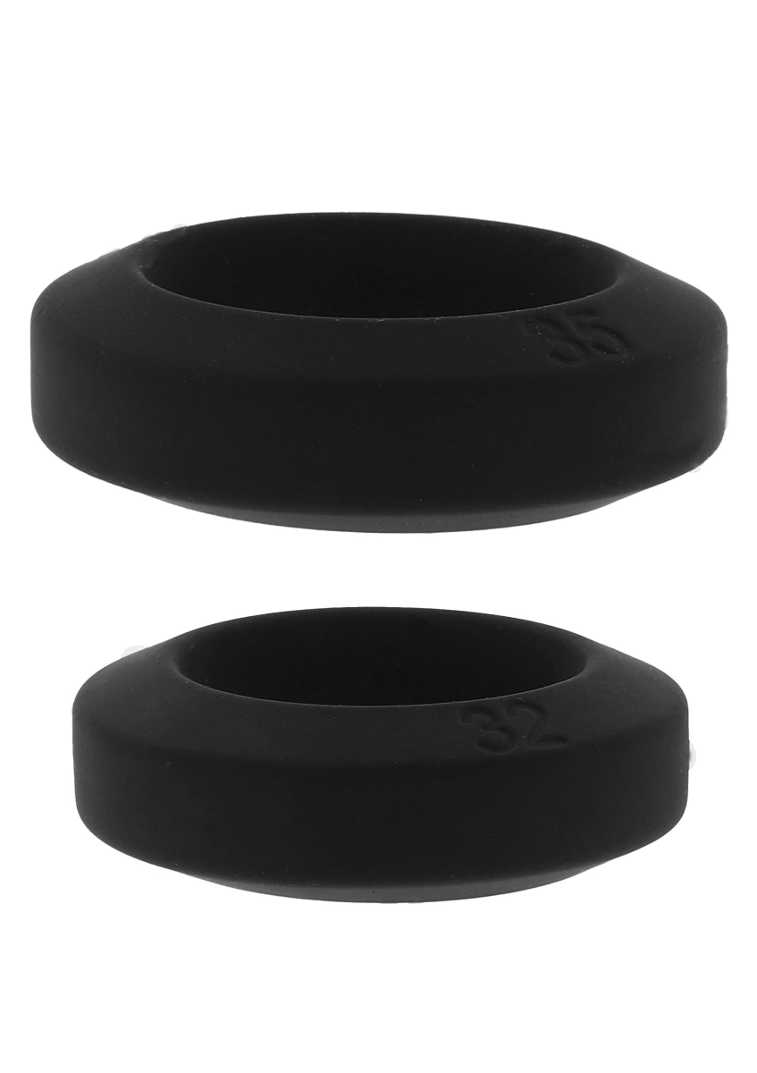 Set 2 Inele de Penis Double Stackers C-Rings, Silicon Lichid, Negru, #3, Erotic24.ro