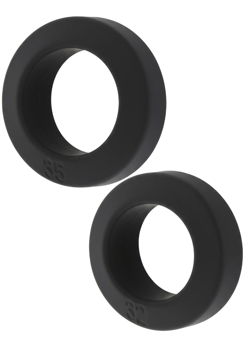 Set 2 Inele de Penis Double Stackers C-Rings, Silicon Lichid, Negru, #1, Erotic24.ro
