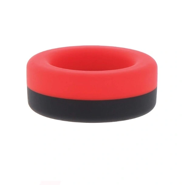 Inel de Penis Prolong Power, Silicon Lichid, Rosu/Negru, #2, Erotic24.ro