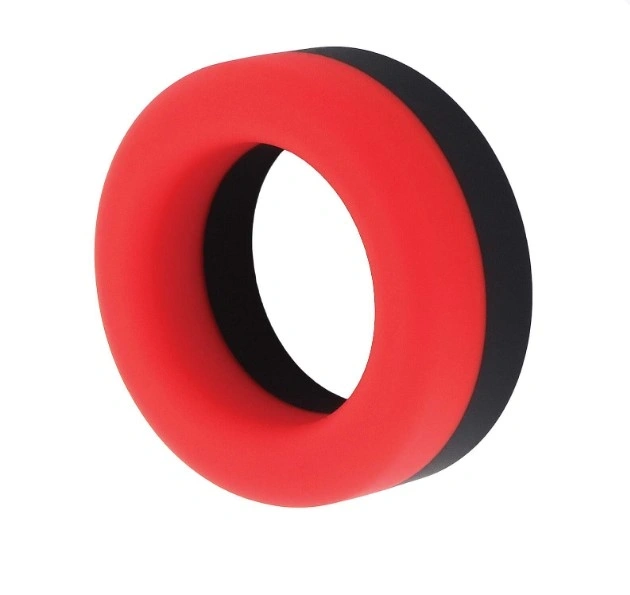 Inel de Penis Prolong Power, Silicon Lichid, Rosu/Negru, #1, Erotic24.ro