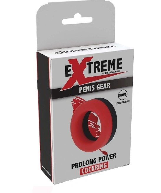 Inel de Penis Prolong Power, Silicon Lichid, Rosu/Negru, #6, Erotic24.ro