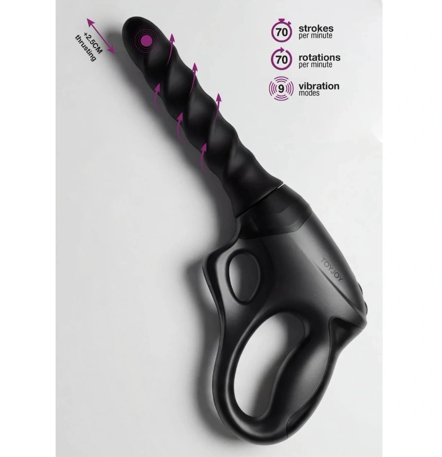 Vibrator Cadence PRO+ Gun cu Ventuza, Vibratii, Rotatii, Impingere, Silicon, USB, Negru, #4, Erotic24.ro