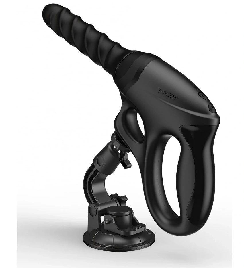 Vibrator Cadence PRO+ Gun cu Ventuza, Vibratii, Rotatii, Impingere, Silicon, USB, Negru, #2, Erotic24.ro