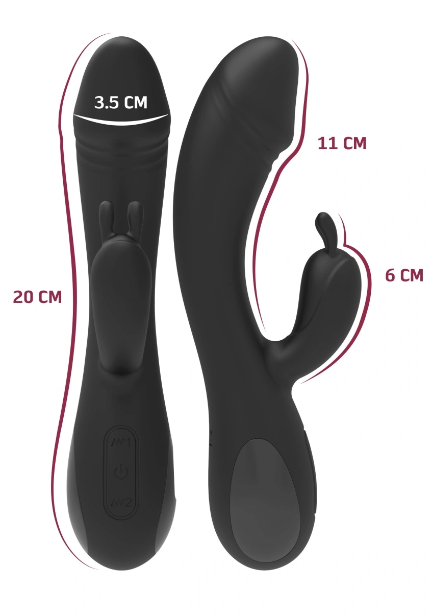 Vibrator Rabbit cu 5 Moduri Electrostimulare, 10 Moduri Vibratii, Silicon, USB, Negru, 20 cm, #4, Erotic24.ro