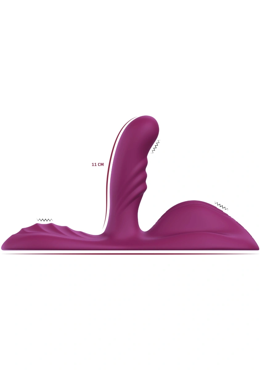Stimulator Triple Motor Vibrating Grinder, Remote Control, 9 Moduri Vibratii, Silicon Lichid, USB, Mov, 26 cm, #5, Erotic24.ro
