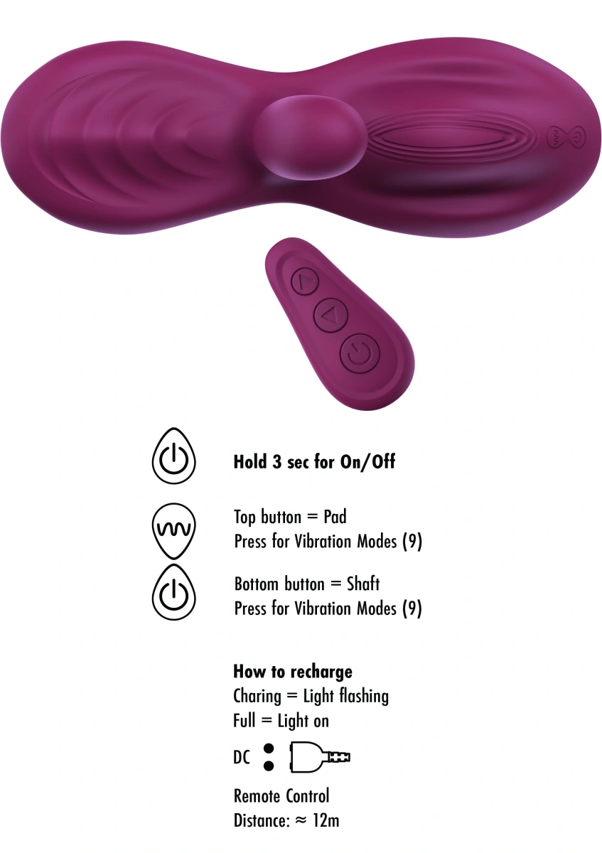 Stimulator Triple Motor Vibrating Grinder, Remote Control, 9 Moduri Vibratii, Silicon Lichid, USB, Mov, 26 cm, #7, Erotic24.ro