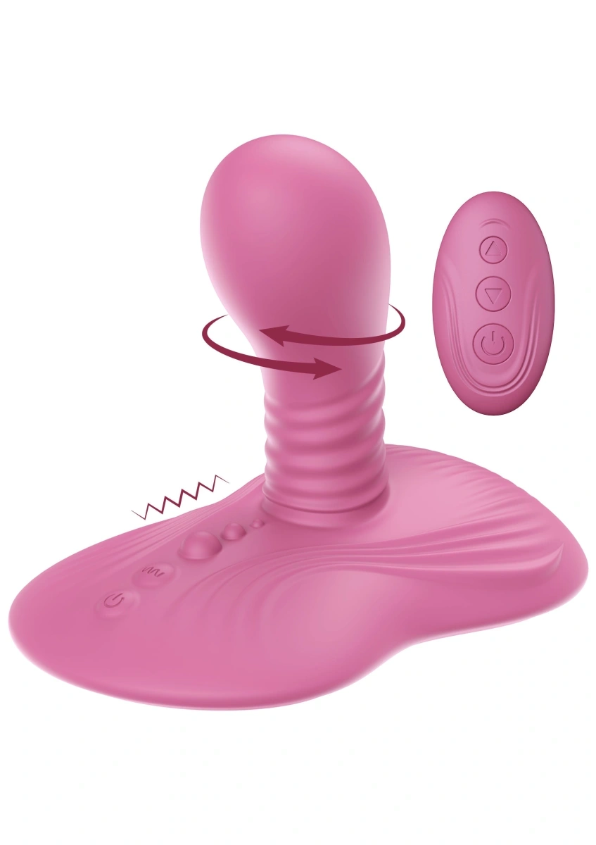 Stimulator Rotating Vibrating Grinder, Remote Control, 9 Moduri Vibratii, 9 Moduri Rotatii, Silicon Lichid, USB, Roz, 15.5 cm, #1, Erotic24.ro