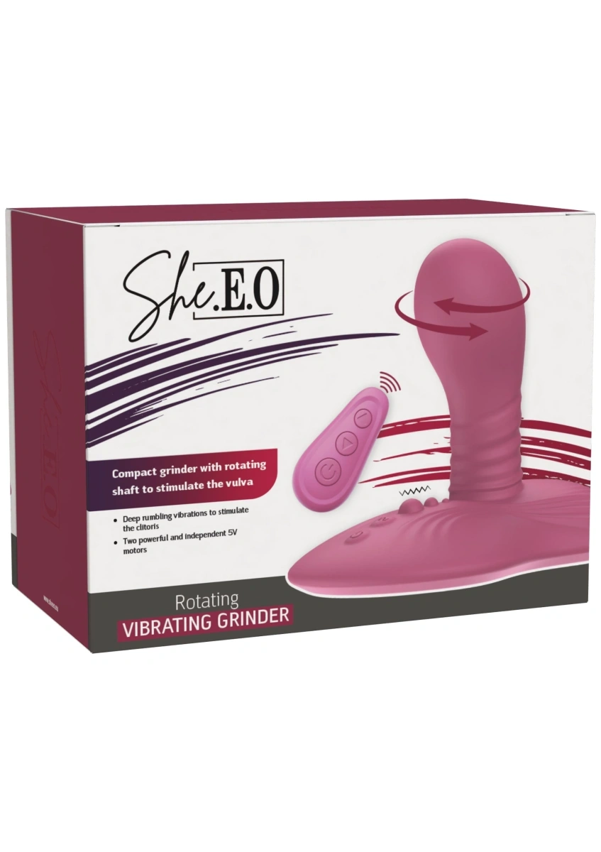 Stimulator Rotating Vibrating Grinder, Remote Control, 9 Moduri Vibratii, 9 Moduri Rotatii, Silicon Lichid, USB, Roz, 15.5 cm, #8, Erotic24.ro