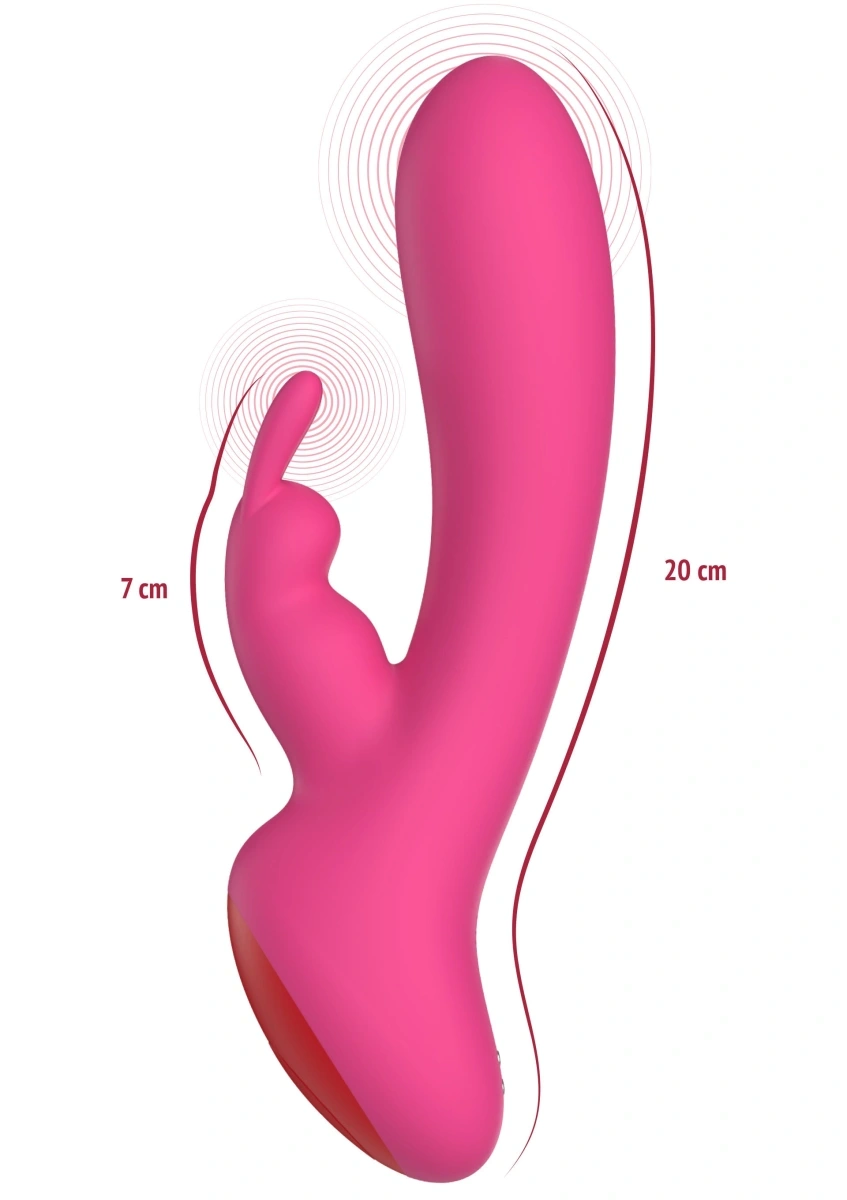 Vibrator Rabbit Rebel, 10 Moduri Vibratii, Silicon, USB Magnetic, Roz, 20 cm, #4, Erotic24.ro