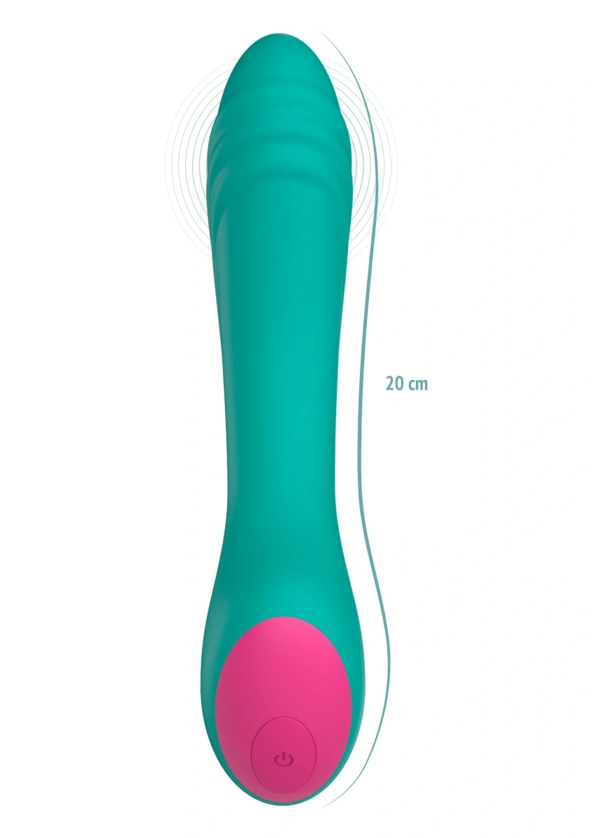Vibrator Savage Punctul G, 10 Moduri Vibratii, Silicon, USB Magnetic, Verde, 20 cm, #3, Erotic24.ro