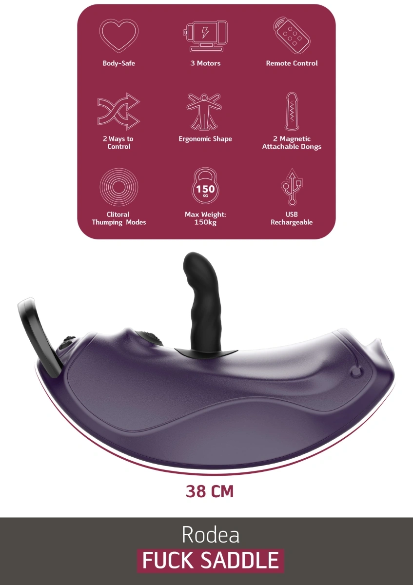 Masina de Sex Rodea Fuck Saddle, Remote Control, 2 Atasamente, Functii de Impingere si Pulsare, Silicon, USB, #4, Erotic24.ro
