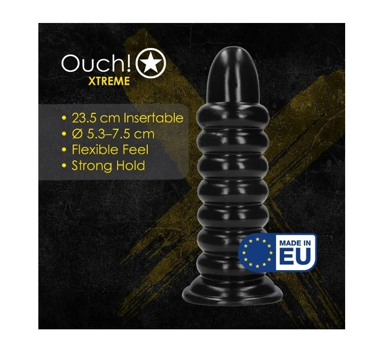 Dop Anal Spiral Force cu Ventuza, PVC, Negru, 26 cm, #4, Erotic24.ro