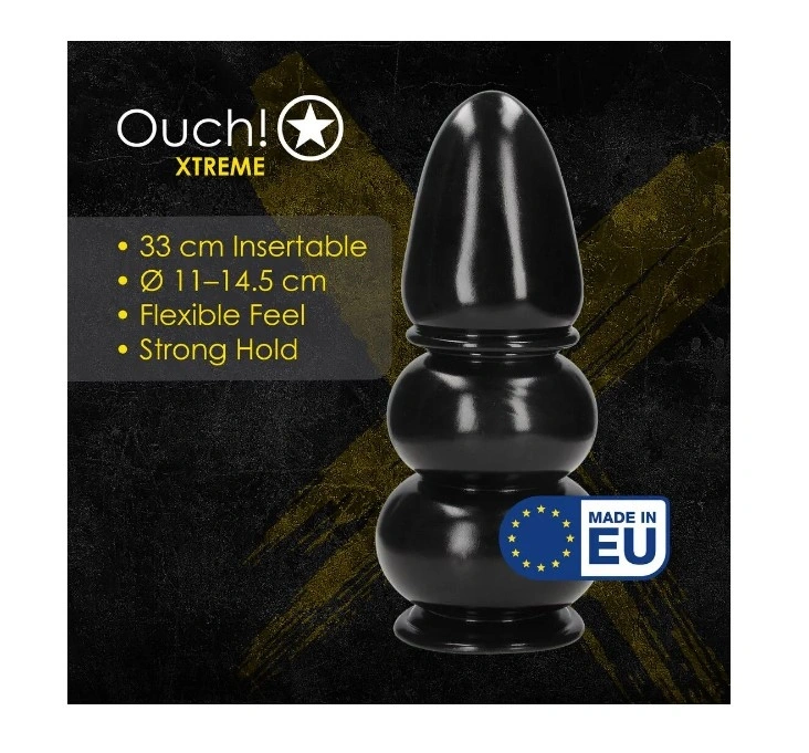 Dop Anal Ultra Collosus cu Ventuza, PVC, Negru, 35.5 cm, #4, Erotic24.ro