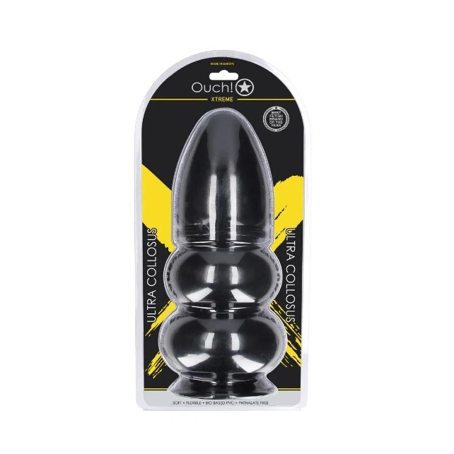 Dop Anal Ultra Collosus cu Ventuza, PVC, Negru, 35.5 cm, #6, Erotic24.ro
