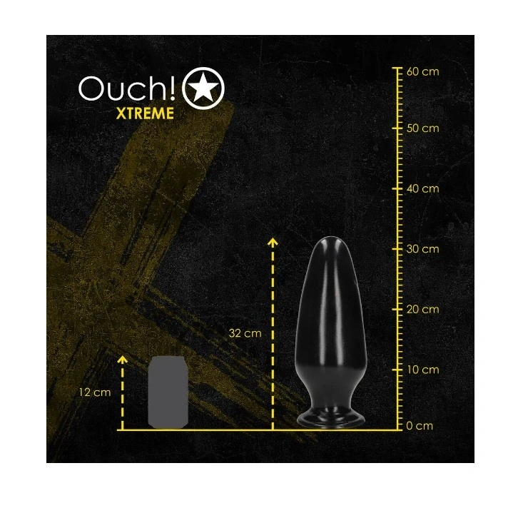 Dop Anal Mega X cu Ventuza, PVC, Negru, 32 cm, #5, Erotic24.ro