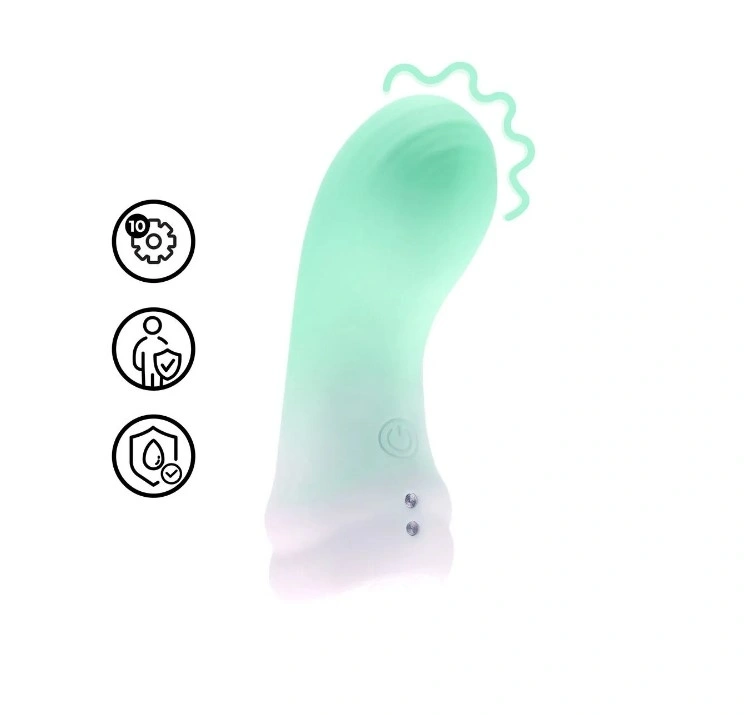 Vibrator Smooth Finger, 10 Moduri Vibratii, Silicon, USB Magnetic, Verde, 10.5 cm, Nr. 1, Erotic24.ro