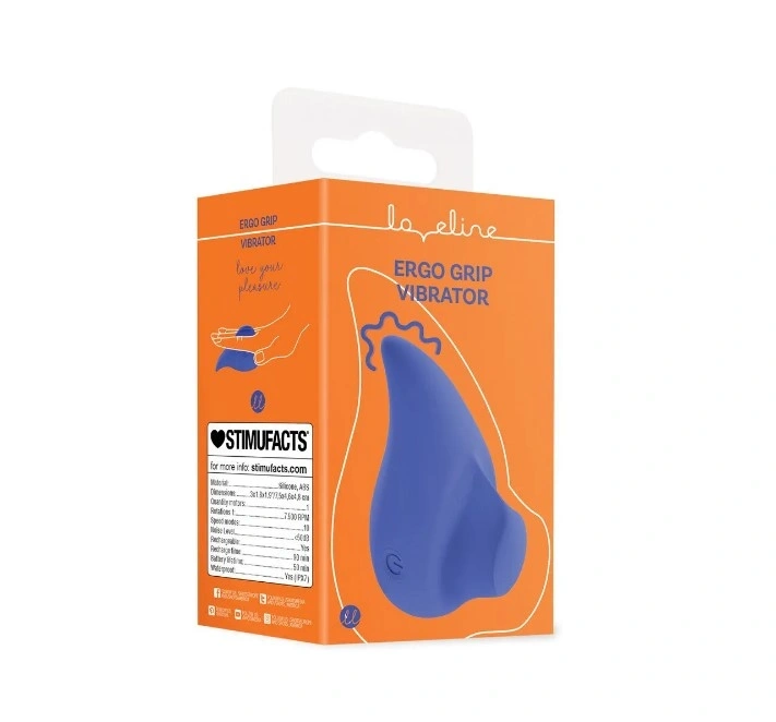 Vibrator Ergo Grip Lay On, 10 Moduri Vibratii, Silicon, USB, Albastru, 7.5 cm, #7, Erotic24.ro