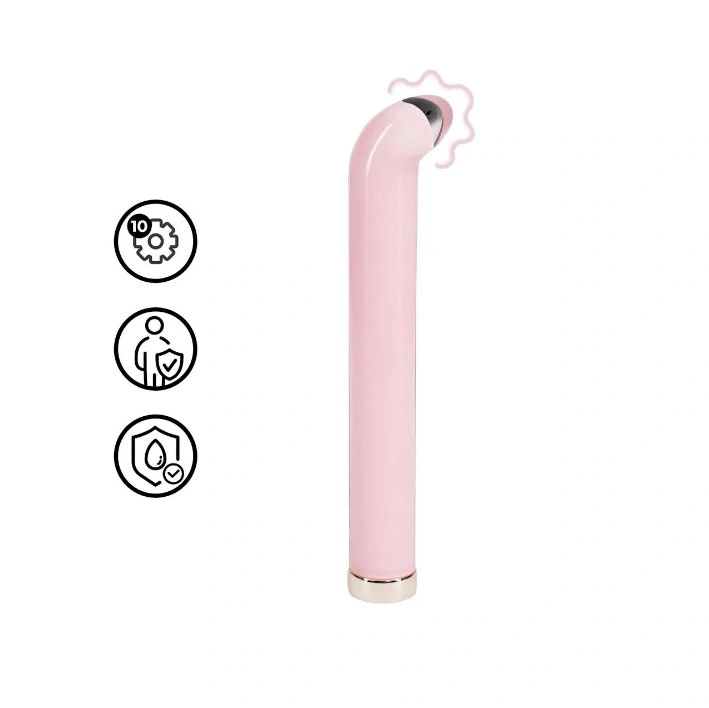 Vibrator G-spot Glass, 10 Moduri Vibratii, Sticla, USB Magnetic, Roz, 18 cm, Nr. 1, Erotic24.ro