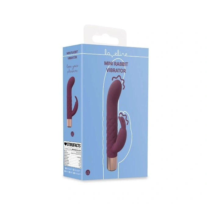 Vibrator Mini Rabbit 10 Moduri Vibratii, Silicon, USB, Burgundy, 14.2 cm, Nr. 5, Erotic24.ro
