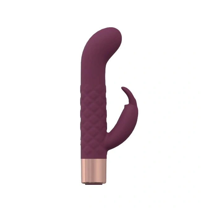 Vibrator Mini Rabbit 10 Moduri Vibratii, Silicon, USB, Burgundy, 14.2 cm, Nr. 2, Erotic24.ro