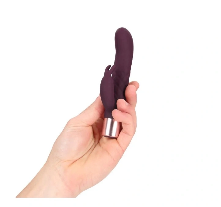 Vibrator Mini Rabbit 10 Moduri Vibratii, Silicon, USB, Burgundy, 14.2 cm, Nr. 4, Erotic24.ro