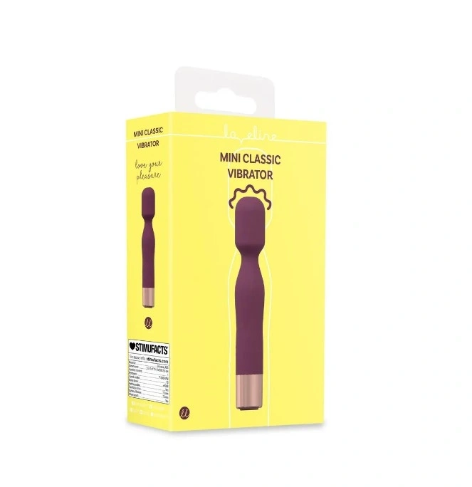 Vibrator Mini Classic Wand, 10 Moduri Vibratii, Silicon, USB, Burgundy, 14.4 cm, #5, Erotic24.ro