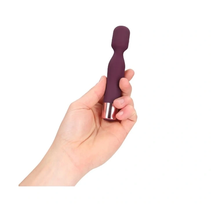 Vibrator Mini Classic Wand, 10 Moduri Vibratii, Silicon, USB, Burgundy, 14.4 cm, #4, Erotic24.ro