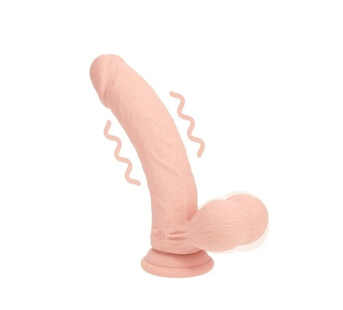Vibrator Realist 10 Moduri Vibratii, Silicon Lichid Dubla Densitate, USB, Natural, 15.2 cm, #1, Erotic24.ro