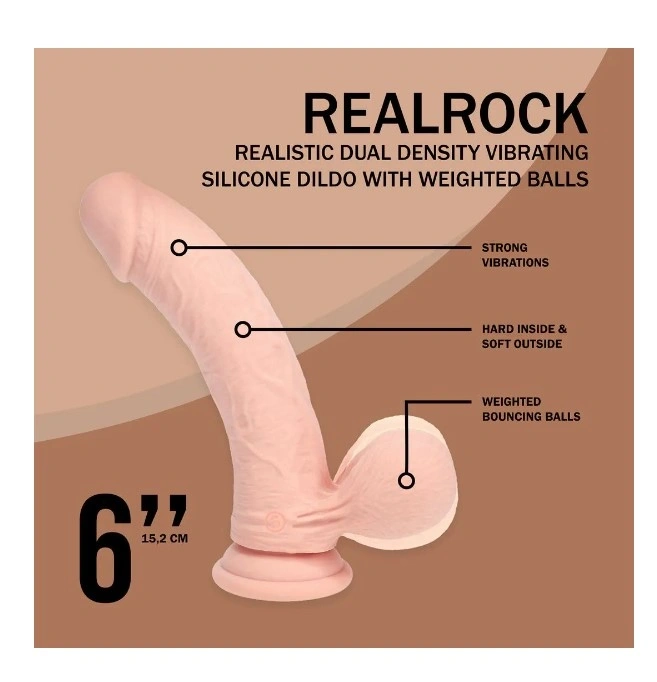 Vibrator Realist 10 Moduri Vibratii, Silicon Lichid Dubla Densitate, USB, Natural, 15.2 cm, #7, Erotic24.ro