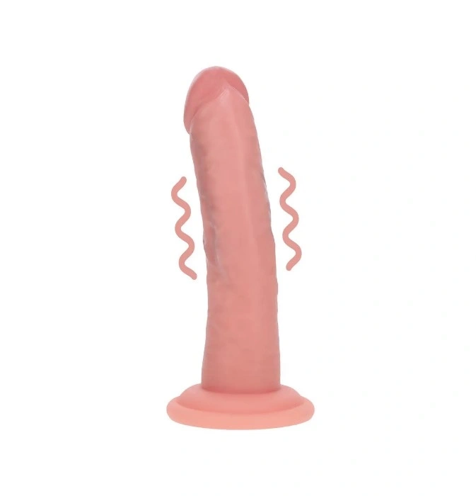 Vibrator Realist 10 Moduri Vibratii, Silicon Lichid Dubla Densitate, USB, Natural, 17 cm, Nr. 1, Erotic24.ro
