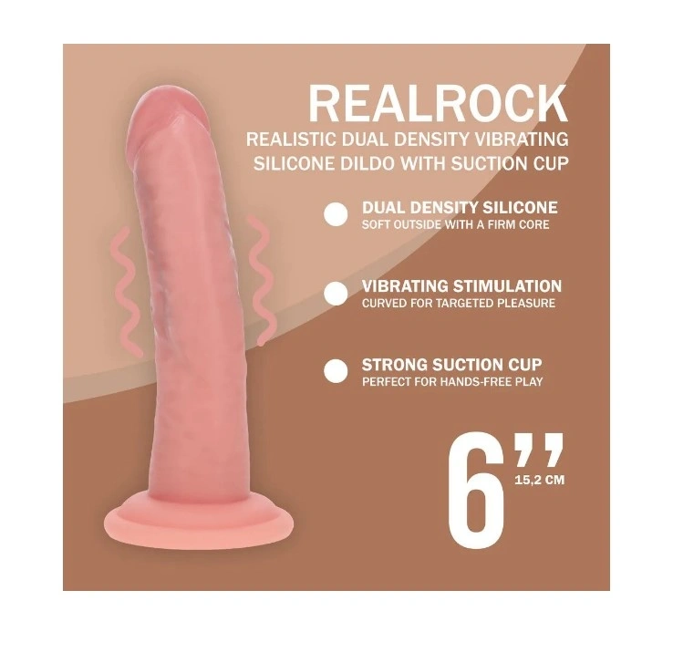 Vibrator Realist 10 Moduri Vibratii, Silicon Lichid Dubla Densitate, USB, Natural, 17 cm, Nr. 5, Erotic24.ro