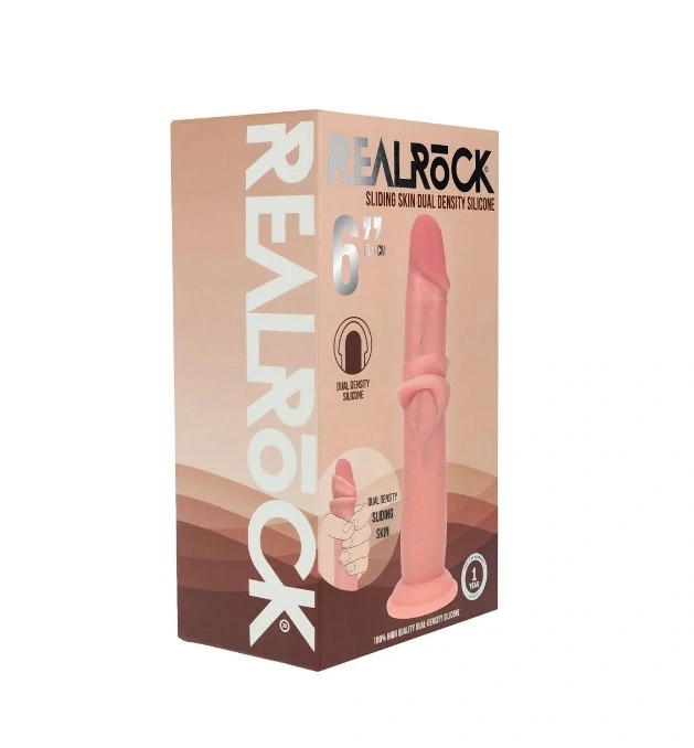 Dildo Realist Sliding Skin, Silicon Lichid Dubla Densitate, Natural, 17.4 cm, #7, Erotic24.ro