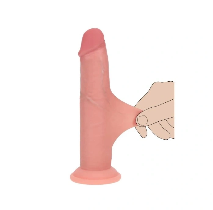 Dildo Realist Sliding Skin, Silicon Lichid Dubla Densitate, Natural, 17.4 cm, #5, Erotic24.ro