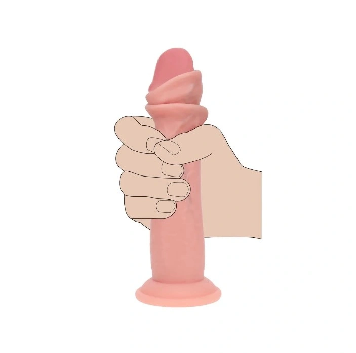 Dildo Realist Sliding Skin, Silicon Lichid Dubla Densitate, Natural, 17.4 cm, #6, Erotic24.ro