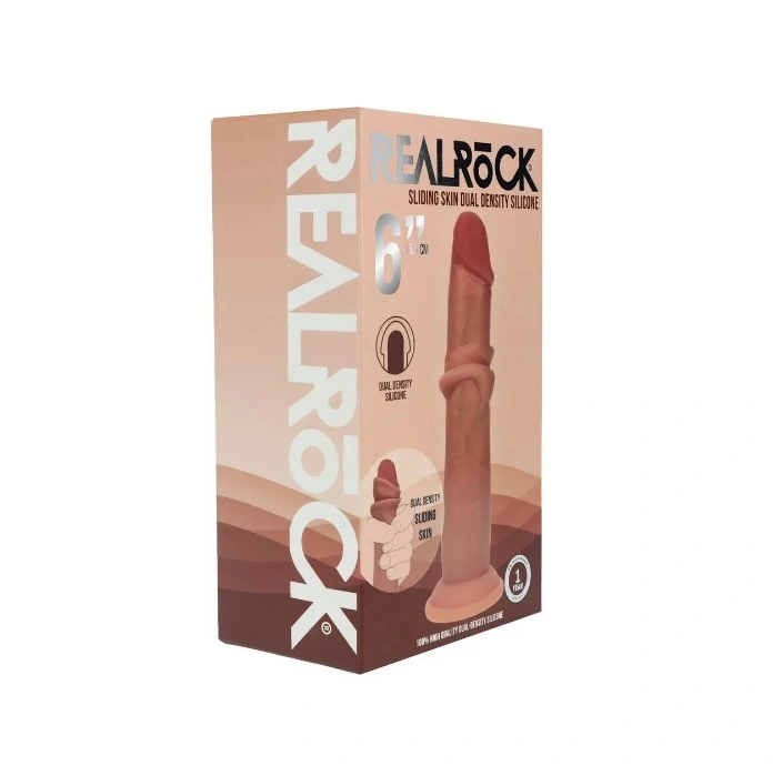 Dildo Realist Sliding Skin, Silicon Lichid Dubla Densitate, Maro, 17.4 cm, #7, Erotic24.ro