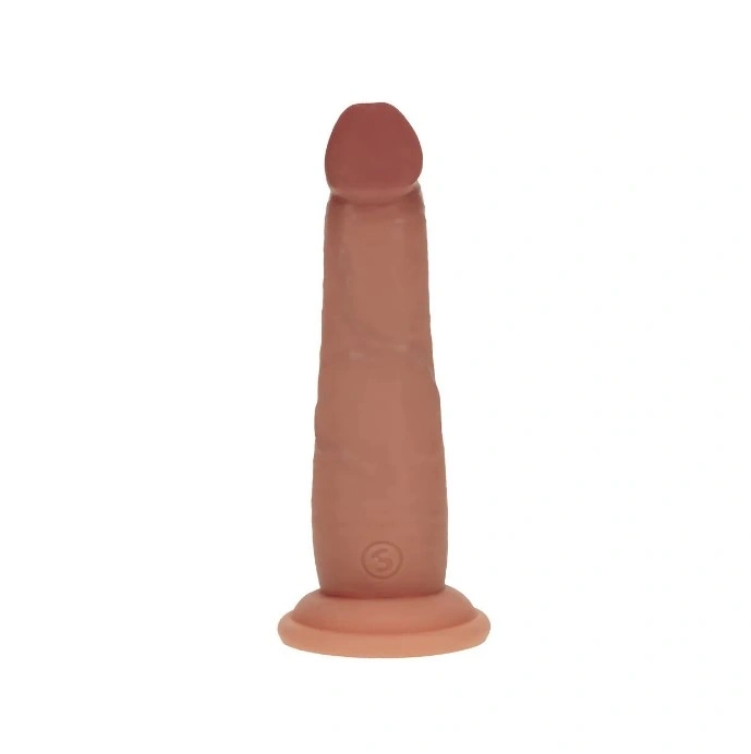 Dildo Realist Sliding Skin, Silicon Lichid Dubla Densitate, Maro, 17.4 cm, #2, Erotic24.ro
