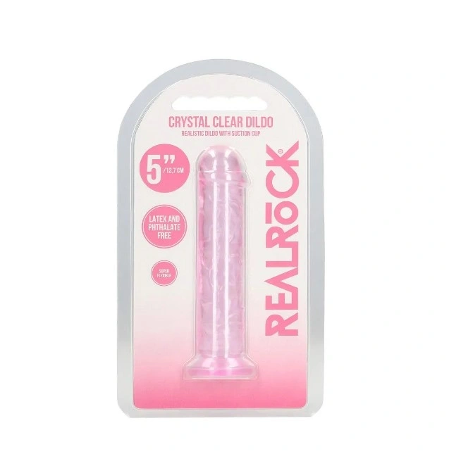 Dildo Realist Crystal Clear cu Ventuza, TPE, Roz, 14.5 cm, #6, Erotic24.ro