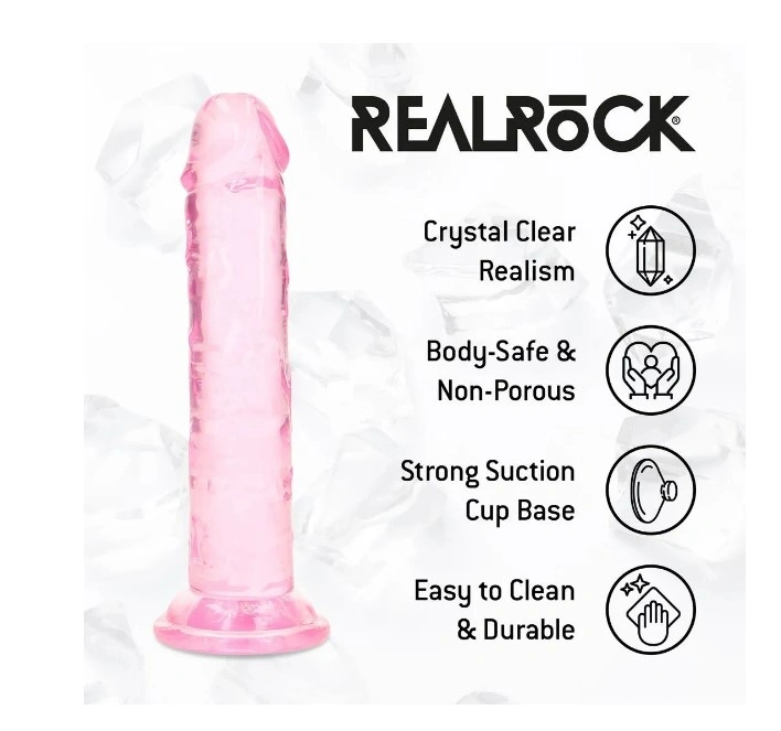 Dildo Realist Crystal Clear cu Ventuza, TPE, Roz, 14.5 cm, #4, Erotic24.ro