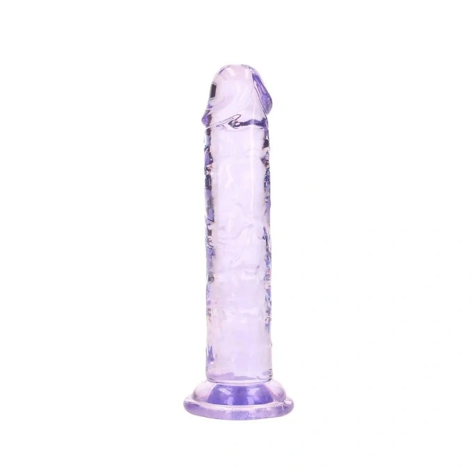 Dildo Realist Crystal Clear cu Ventuza, TPE, Mov, 14.5 cm, #1, Erotic24.ro